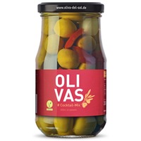 OLIVAS Cocktail-Mix - Grüne & Schwarze Oliven, Silberzwiebeln, Gewürzgurken und Paprika -