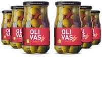 6er Set OLIVAS Cocktail-Mix - Grüne & Schwarze Oliven, Silberzwiebeln, Gewürzgurken und Paprika