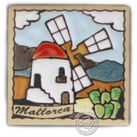 Reliefmagnetfliese mit Windmühlenmotiv, je Stück