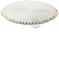 Palmwedeltelleruntersetzer weiss mit Muscheln 38 cm