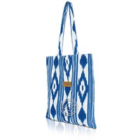 Stofftasche im Lengua-Muster blau mit Knopf 40 x 35 cm, je Stück