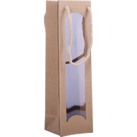 Tragetasche Natur mit Fenster für 1 Fl. 0,375L