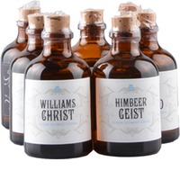 Schmidt Brände 7er Holzkiste mit je 1 Fl. à 50 ml: Mirabelle-Obst-KirschHimbeer-Vollkorn-Williams-Zwetschge