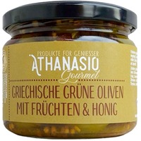 Elearte Athanasio Griechische Grüne Oliven mit Früchten & Honig 300g