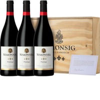 Simonsig Pinotage Vertical Package, WO Stellenbosch, 3 Flaschen in Holzkiste, Western Cape, Rotwein